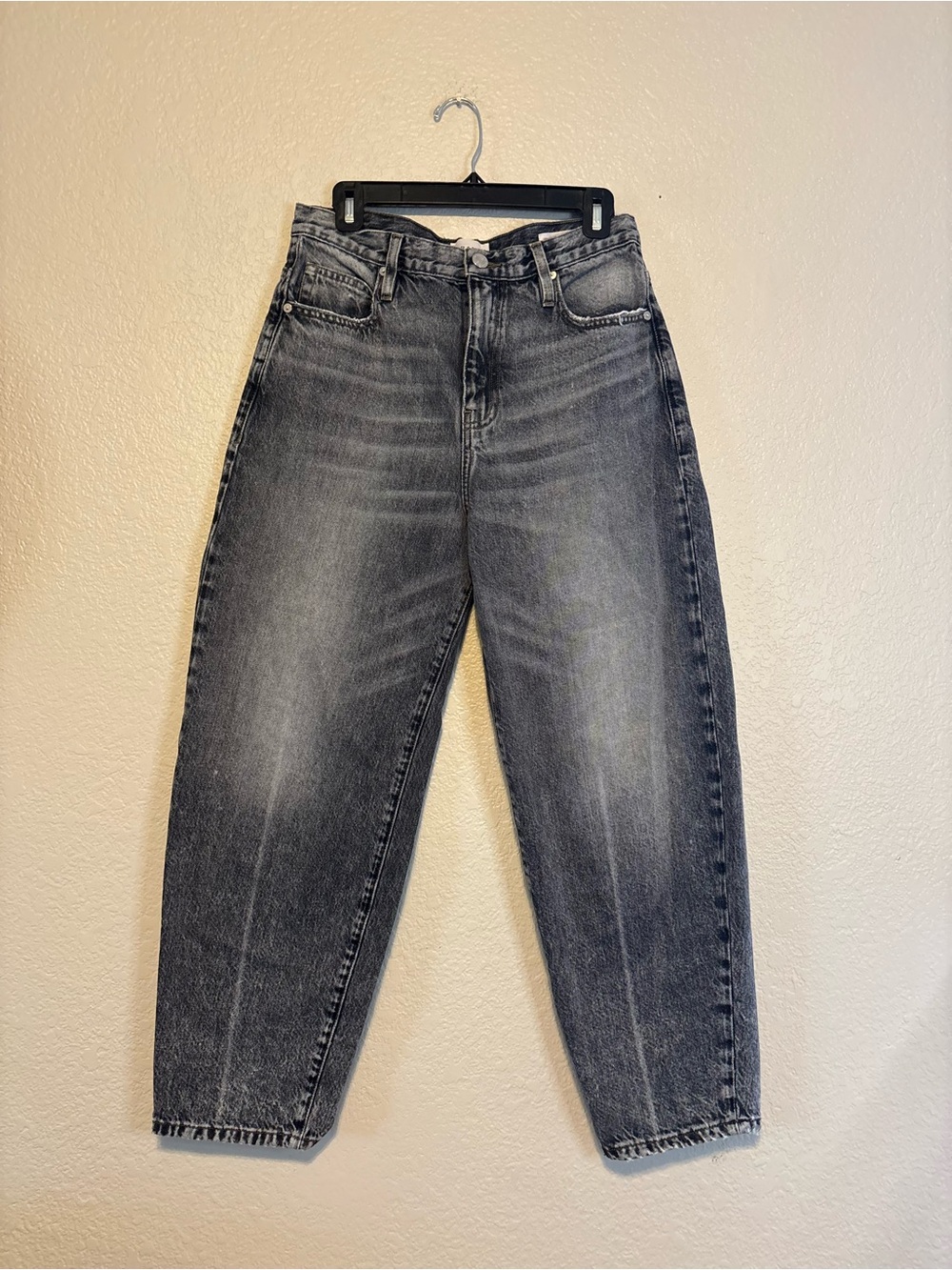 Frame Ultra High Rise Barrell Kick Drum Size 28 Faded Grey Black Denim
